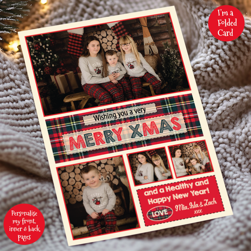 a christmas card with a photo of a family