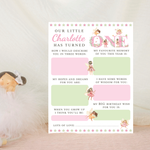 Personalised 1st Birthday Time Capsule Cards, Fairy, Pixie First Birthday Party Games