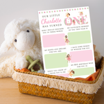 Personalised 1st Birthday Time Capsule Cards, Fairy, Pixie First Birthday Party Games