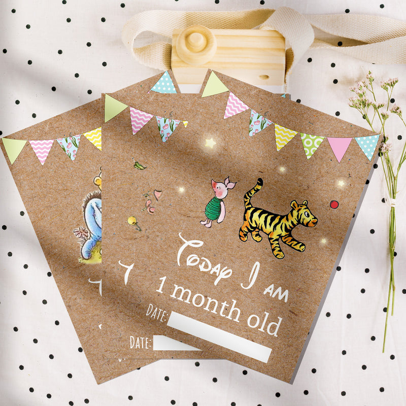 Winnie The Pooh Classic Pooh Bear 1st Year Milestone Cards - Blue Baby Boys Keepsake