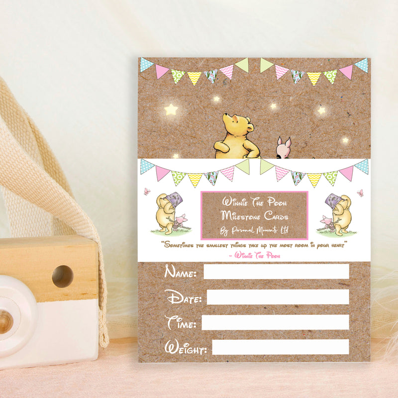 Winnie The Pooh Classic Pooh Bear 1st Year Milestone Cards - Blue Baby Boys Keepsake
