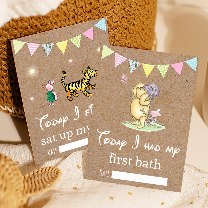 Winnie The Pooh Classic Pooh Bear 1st Year Milestone Cards - Blue Baby Boys Keepsake