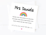 Personalised Teacher Thank You Card with Rainbow - School Nursery End of Term