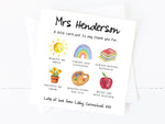 Personalised Teacher Thank You Card - School Nursery End of Term Card