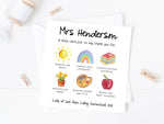 Personalised Teacher Thank You Card - School Nursery End of Term Card
