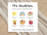 Personalised Teacher Thank You Card - School Nursery End of Term Card