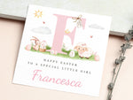 Pink Initial Personalised Easter Card for Daughter, Niece, Granddaughter, Goddaughter