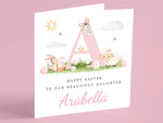 Pink Initial Personalised Easter Card for Daughter, Niece, Granddaughter, Goddaughter