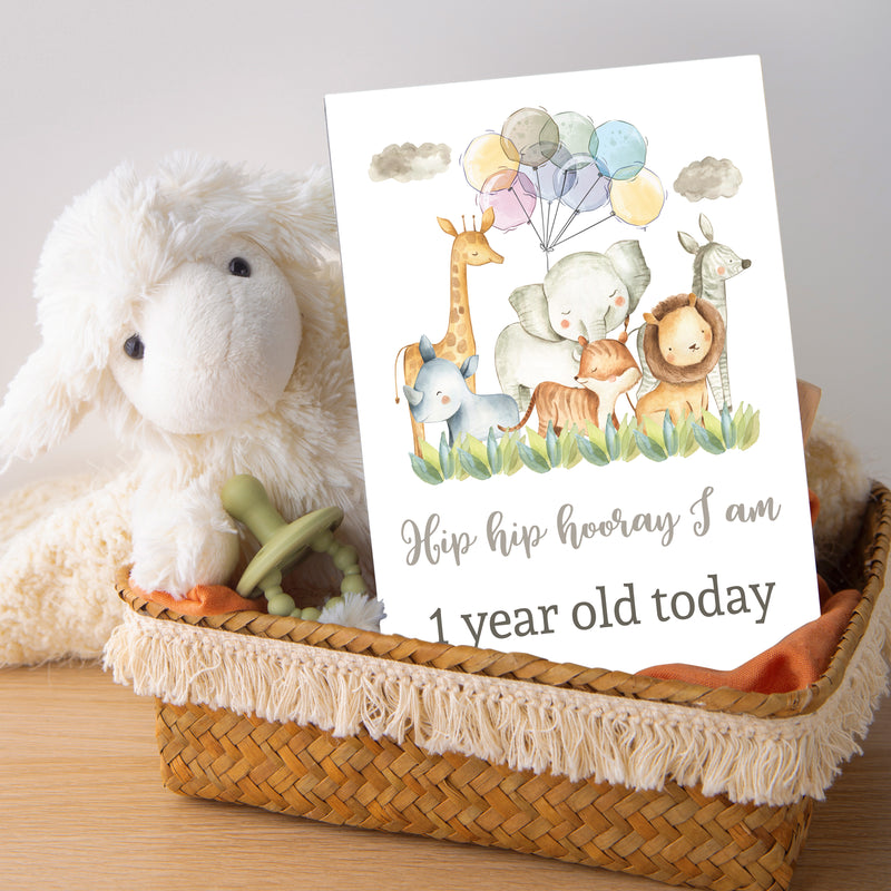 Jungle Safari Animals Baby Milestone Cards - Unisex Photo Prop