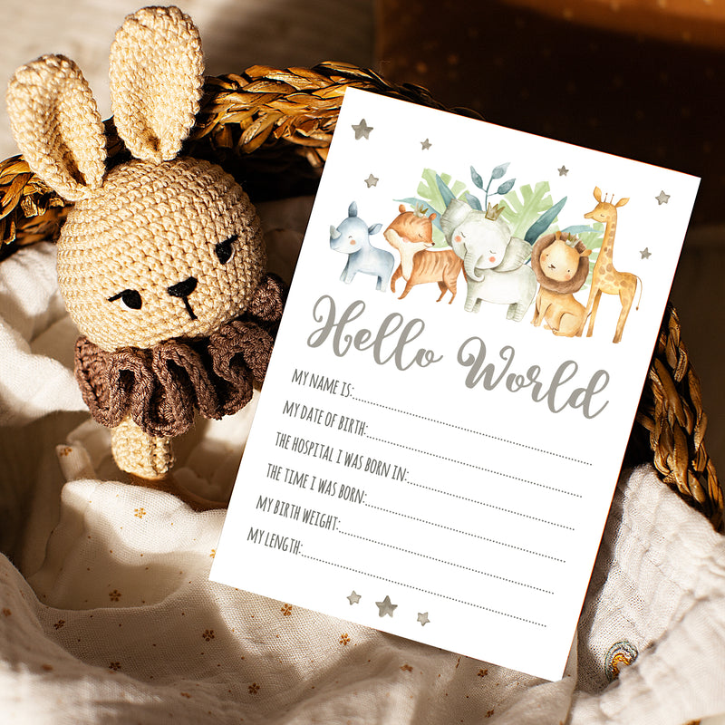 Jungle Safari Animals Baby Milestone Cards - Unisex Photo Prop