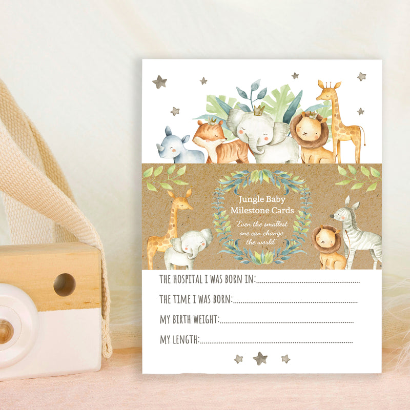 Jungle Safari Animals Baby Milestone Cards - Unisex Photo Prop