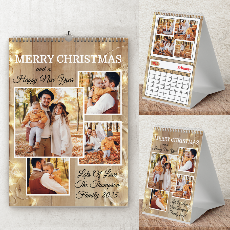 Personalised A5 Desktop Calendar – Elegant Lights Design, Perfect for Christmas & Birthdays 2025