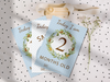 Vintage Boho Blue Baby Boy Milestone Cards - Perfect New Baby or Baby Shower Gift