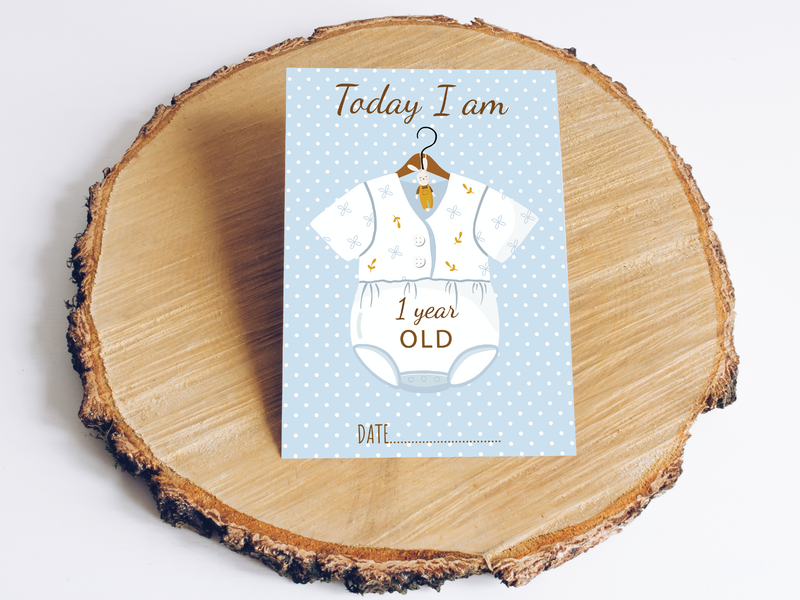 Vintage Boho Blue Baby Boy Milestone Cards - Perfect New Baby or Baby Shower Gift
