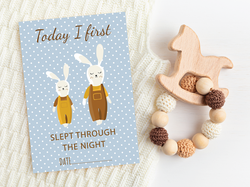 Vintage Boho Blue Baby Boy Milestone Cards - Perfect New Baby or Baby Shower Gift