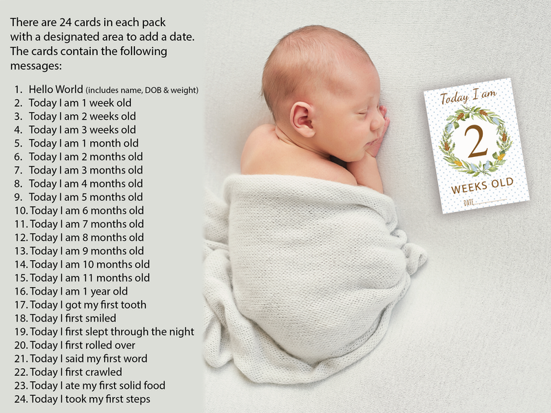 Vintage Boho Blue Baby Boy Milestone Cards - Perfect New Baby or Baby Shower Gift