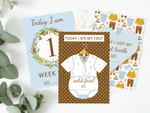 Vintage Boho Blue Baby Boy Milestone Cards - Perfect New Baby or Baby Shower Gift