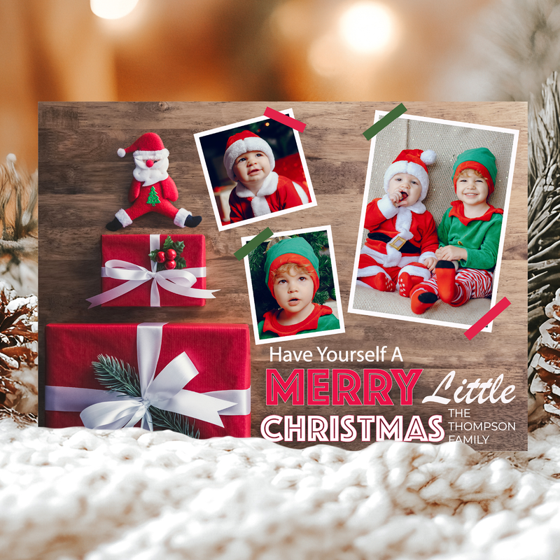 FLAT Family Photo Christmas Cards, Custom Printed Christmas Cards