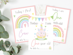 Pink Pastel Rainbow Boho Milestone Cards - Baby Girl Keepsake