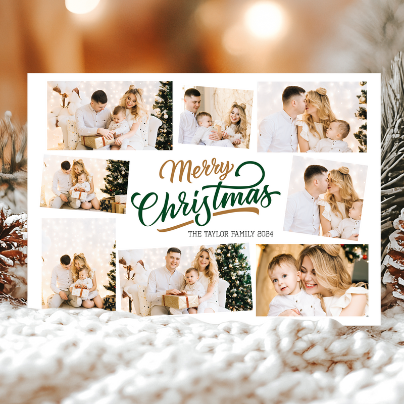 FLAT Personalised Christmas Cards Multiple Photos