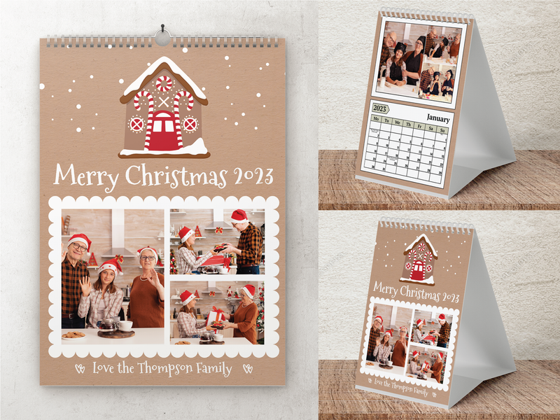 Personalised A5 Wall Calendar 2025 – Gingerbread House Christmas Design