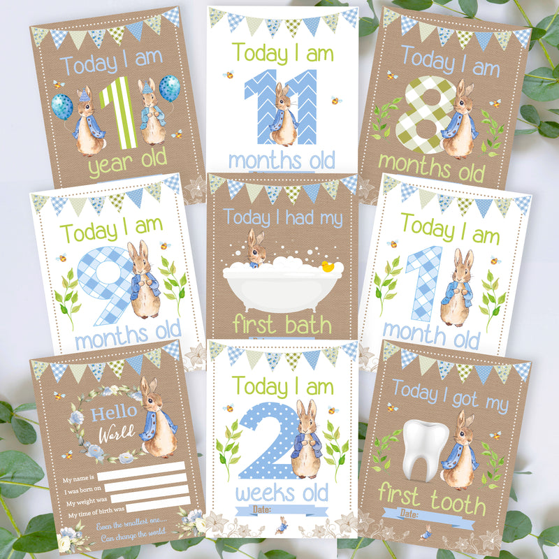 Peter Rabbit 1st Year Milestone Cards - Pink Baby Girls Keepsake