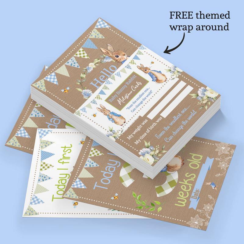 Peter Rabbit 1st Year Milestone Cards - Blue Baby Boys Keepsake