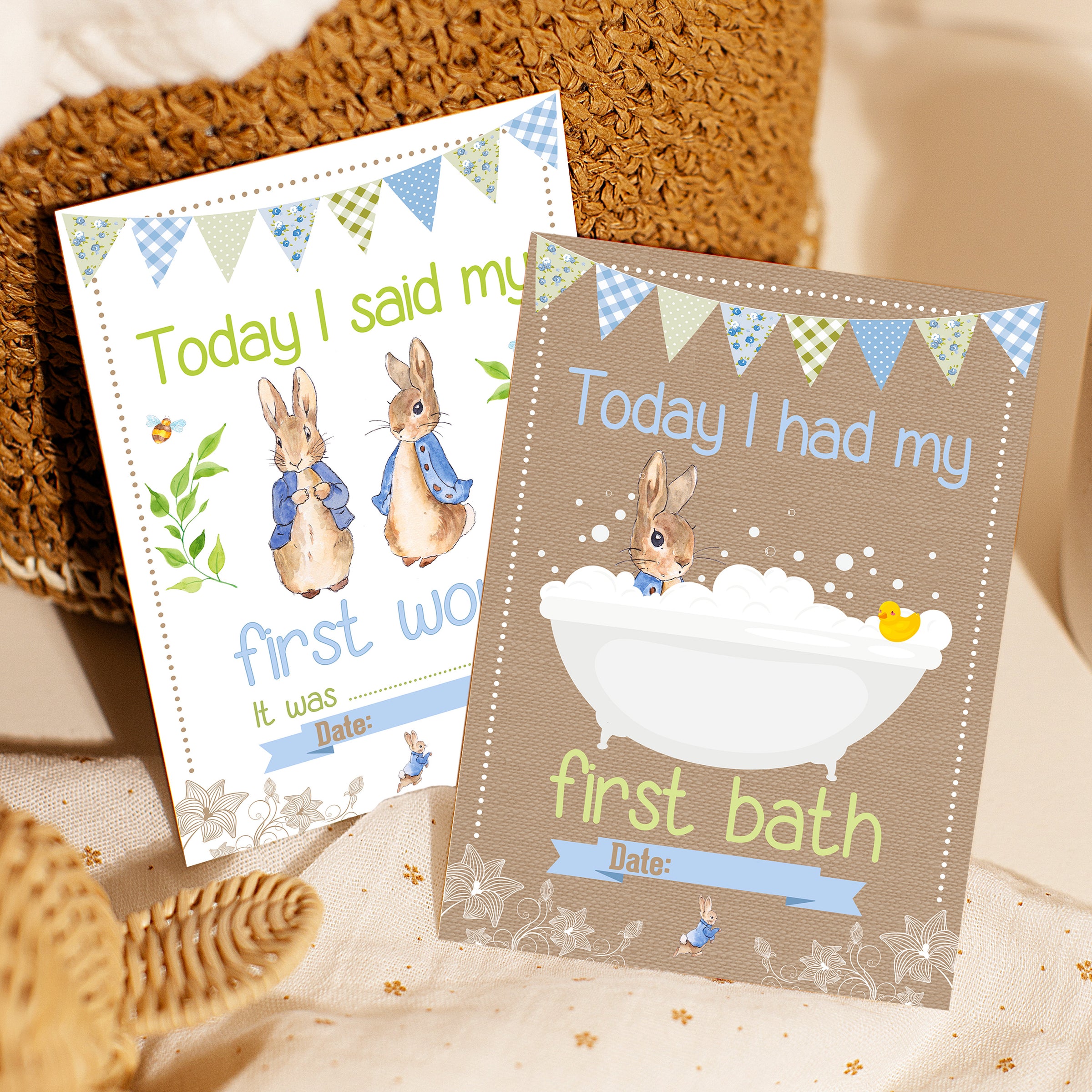 Peter Rabbit Baby Milestone Cards - Blue Baby Boys - New Baby Gift