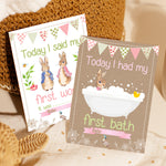 Peter Rabbit 1st Year Milestone Cards - Pink Baby Girls Keepsake
