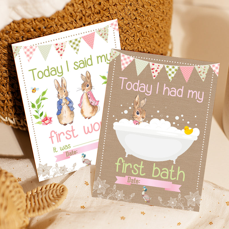 Peter Rabbit 1st Year Milestone Cards - Pink Baby Girls Keepsake