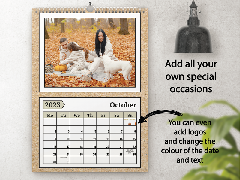 Personalised A3 Wall Calendar 2025 – Classic Plaid & Rustic Family Design