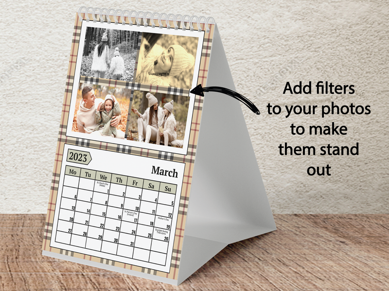 Personalised A3 Wall Calendar 2025 – Classic Plaid & Rustic Family Design