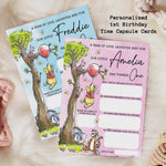 Personalised 1st Birthday Time Capsule Cards, Winnie The Pooh First Birthday Theme