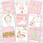 Vintage Pink Floral Botanical Boho Milestone Cards - Baby Girl Keepsake