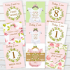 Vintage Boho Pink Baby Girl Milestone Cards - Pink Floral Keepsake
