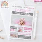 FOLDED Baby Girl Photo Gratitude Cards