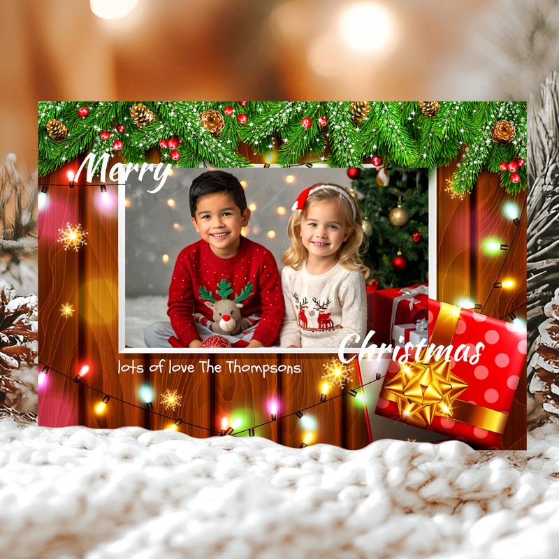FLAT Best Photo Holiday Cards, Family Photo Xmas Card