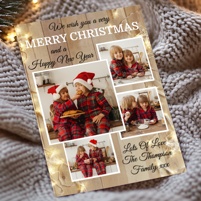 FLAT Custom Festive Christmas Card, Family Christmas CardS Personalised