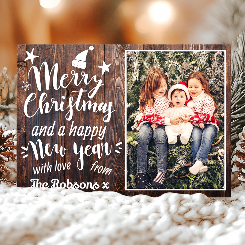 FLAT Custom Festive Christmas Cards, Photo Personalised Card Pack