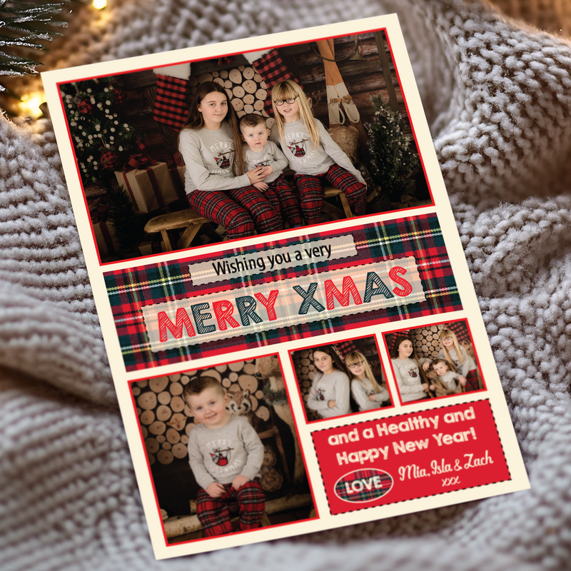 FLAT Photo Greetings Card Pack, Christmas Cards With Photos