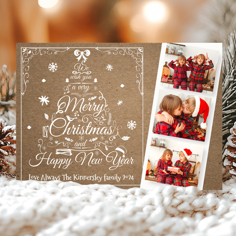 FLAT Christmas Photo Cards, Merry Christmas Cards Personalised