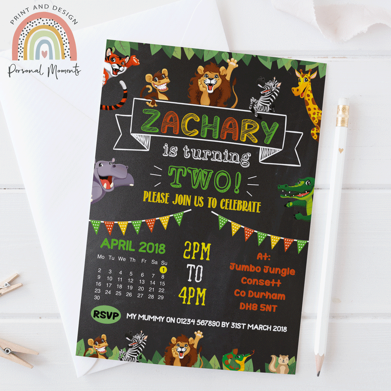 Personalised Jungle Animal Invitations