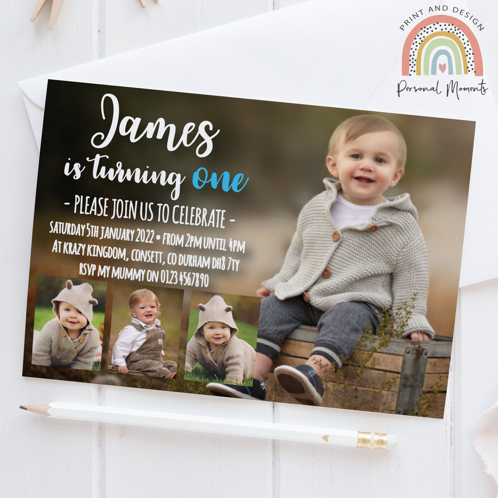 Personalised Photos 1st Birthday Invitations