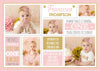 Personalised pink and gold photo 1st birthday invites