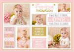 Personalised pink and gold photo 1st birthday invites