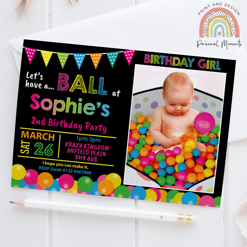 Personalised ball pool photo invitations