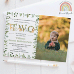Personalised Leaf Jungle 2nd Birthday Photo Invitations