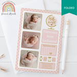 FOLDED pink polka dot girl thank you card 