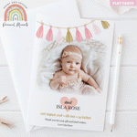 FLAT Tassel Garland Baby Girl Thank You Cards