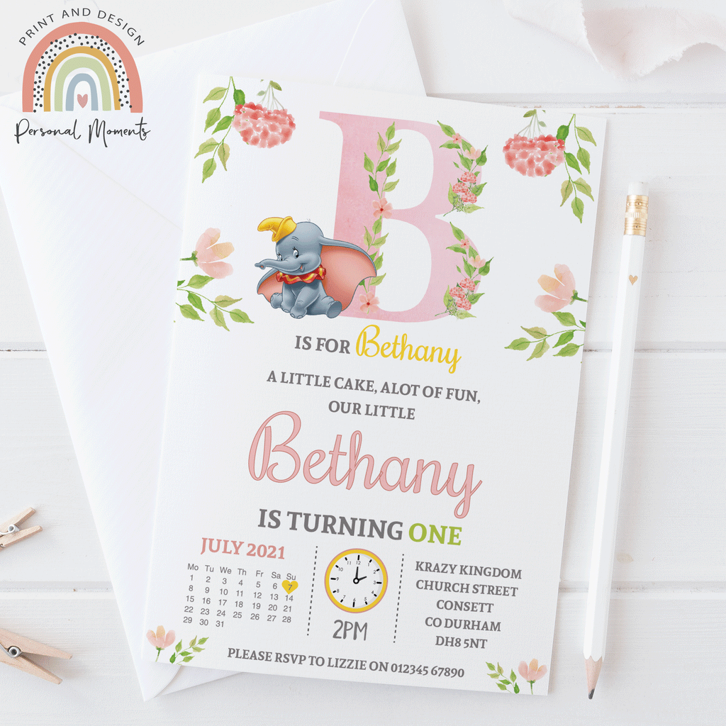 Personalised Dumbo Invitations